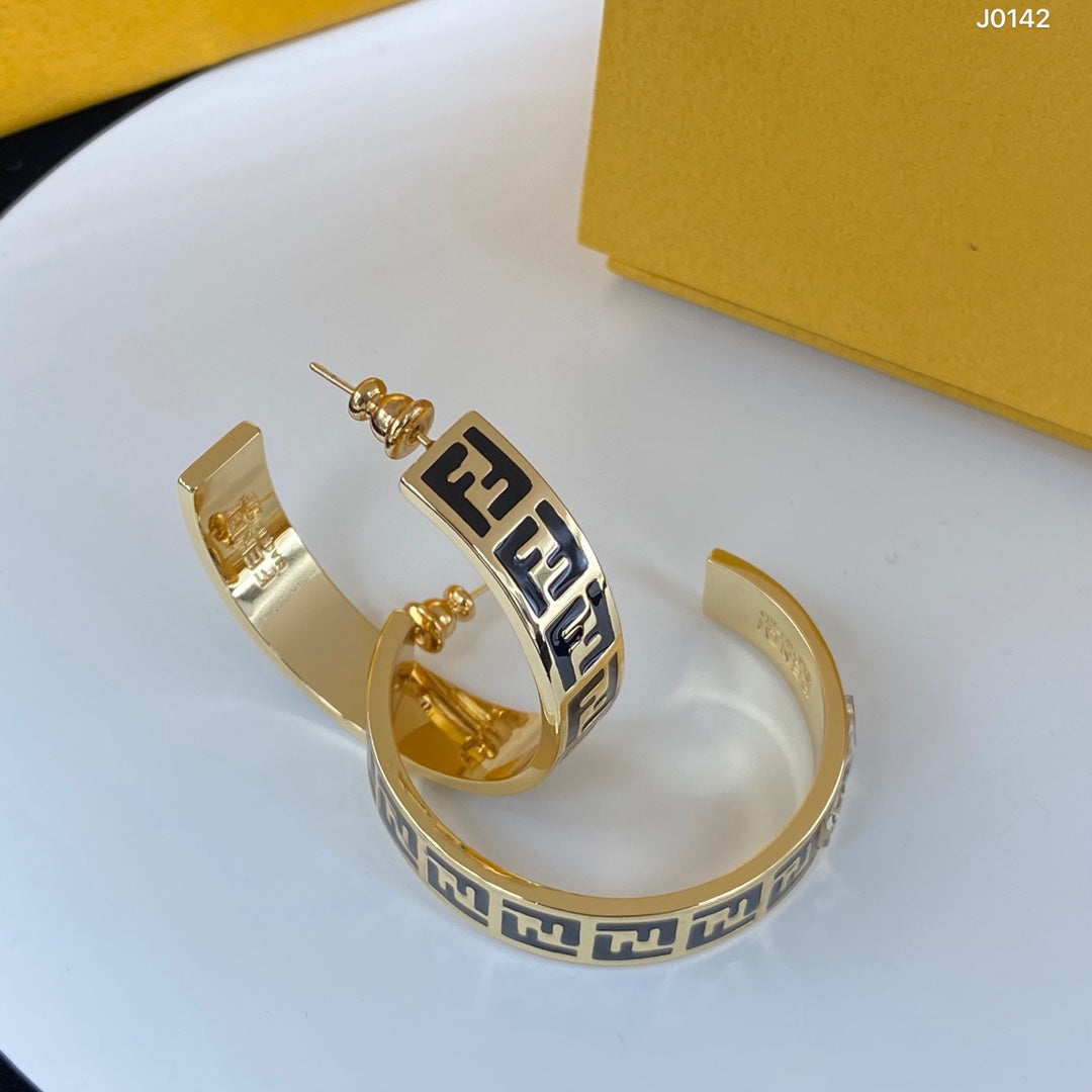 Double F Letter Half Hoop Earrings mysite