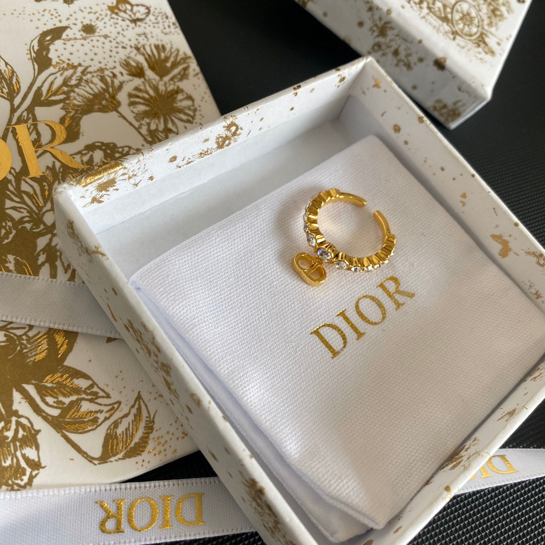 Crystal Diamond Letter Pendant Open Ring mysite