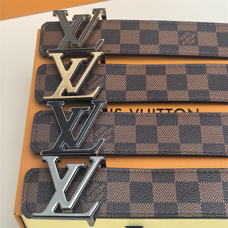 2 Color Buckle Love Belt (Brown Latticed) mysite