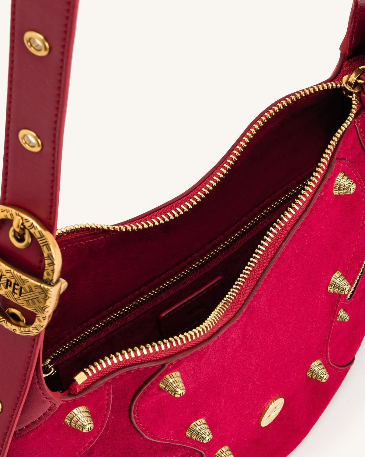 Tessa Suede Shoulder Bag - Deep Magenta mysite