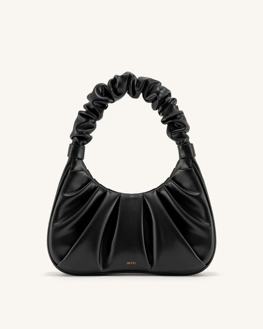 Gabbi Ruched Hobo Handbag - Black mysite
