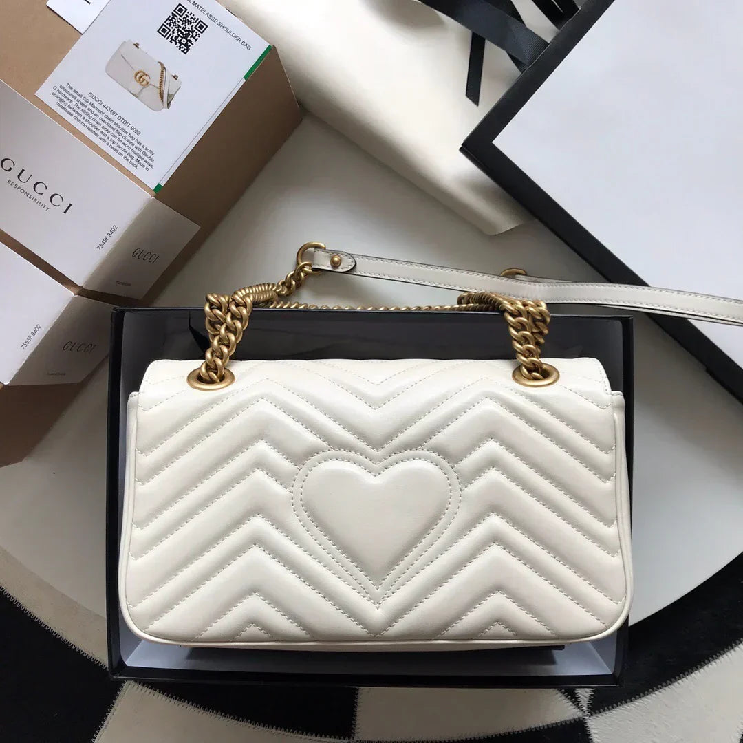 GC Marmont Small Matelassé Bag White mysite