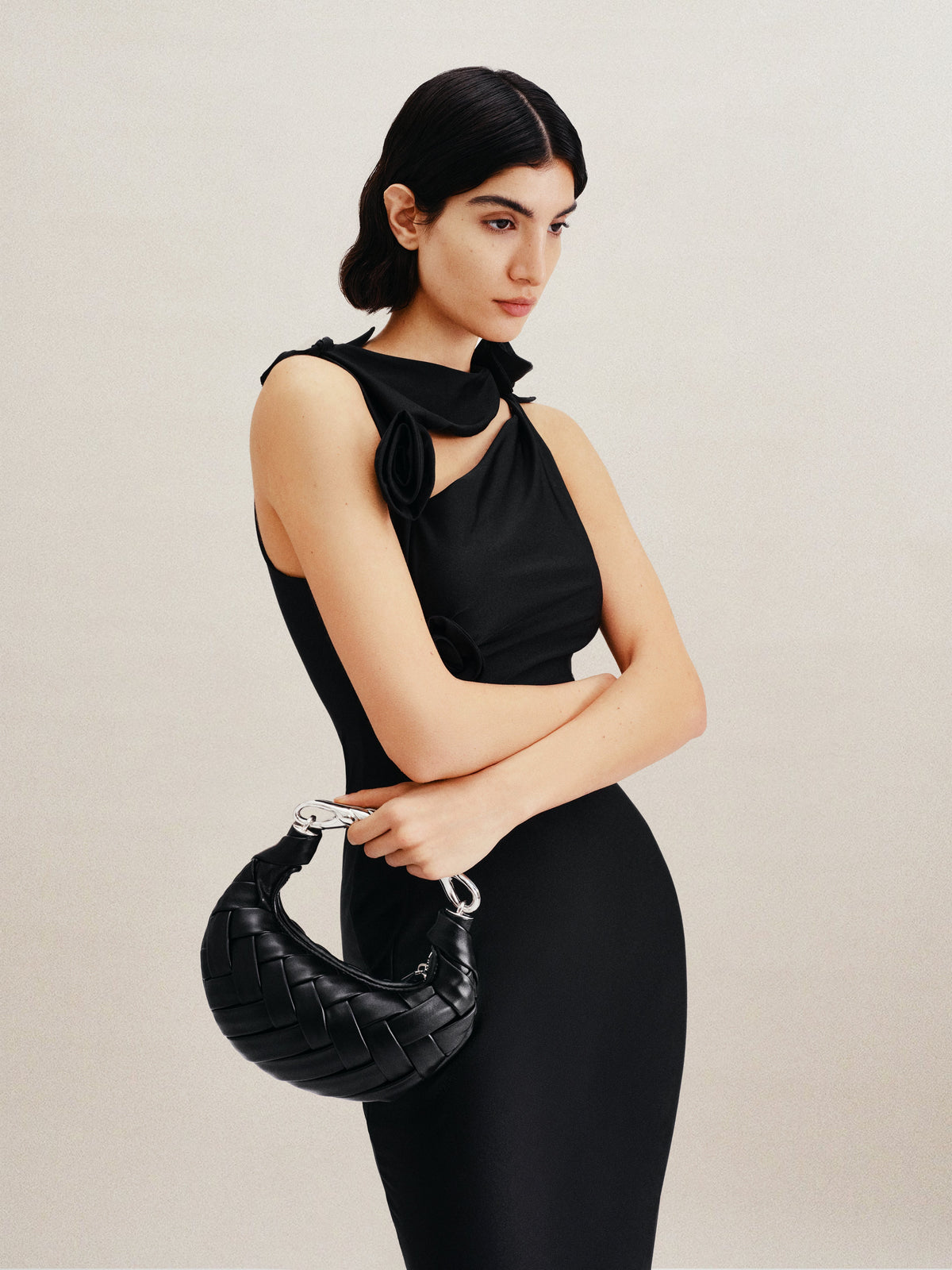 Orla Weave Handbag - Black mysite