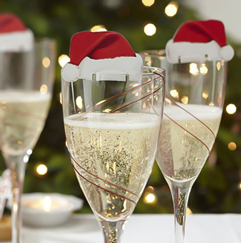10PcsLot Paper Red Christmas Hat Wine Champagne Tipple Cup Card Christmas Party Table Decor DIY Decorations