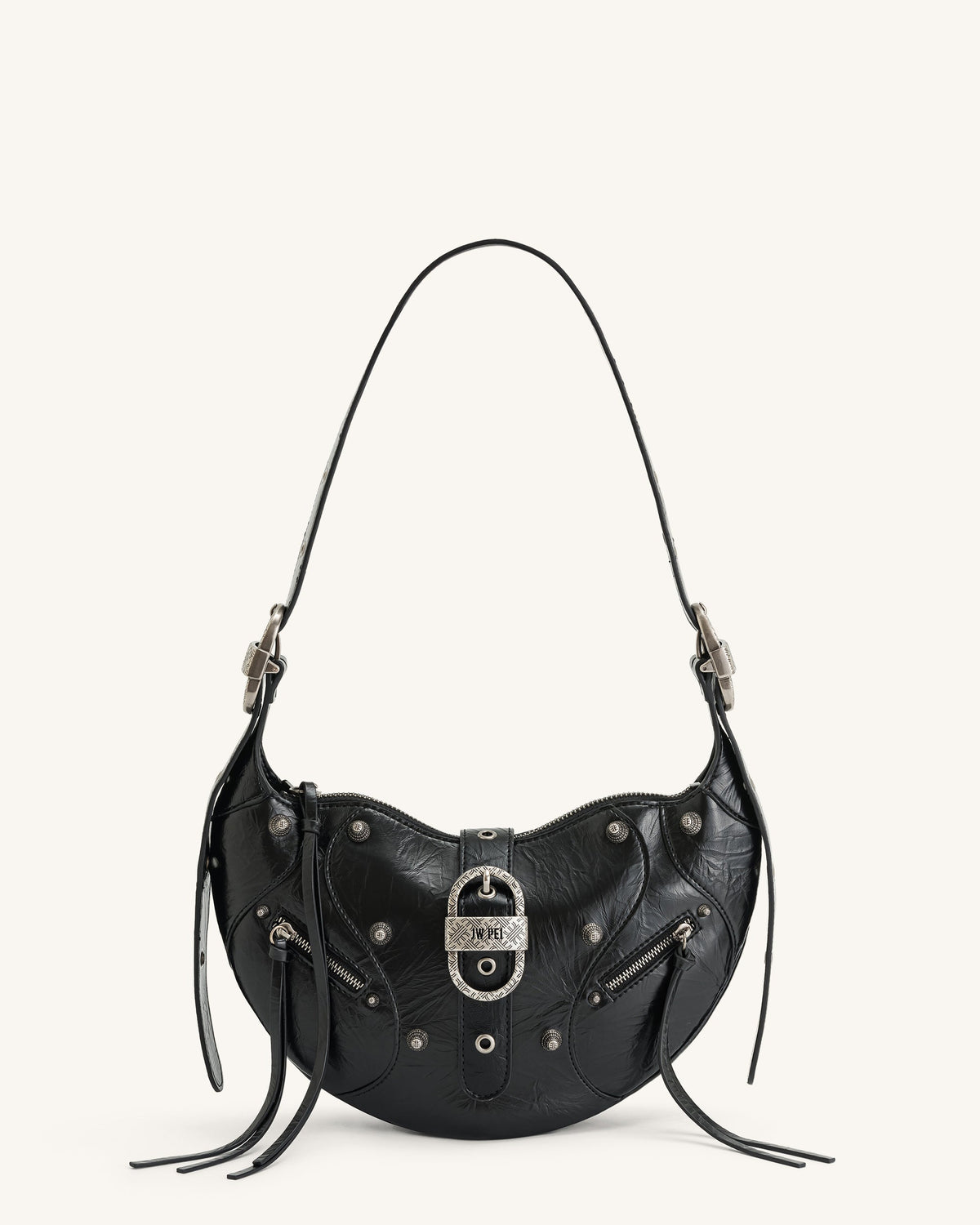 Tessa Crushed Shoulder Bag - Black mysite