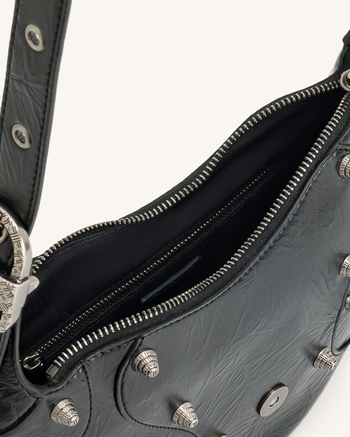 Tessa Crushed Shoulder Bag - Black mysite