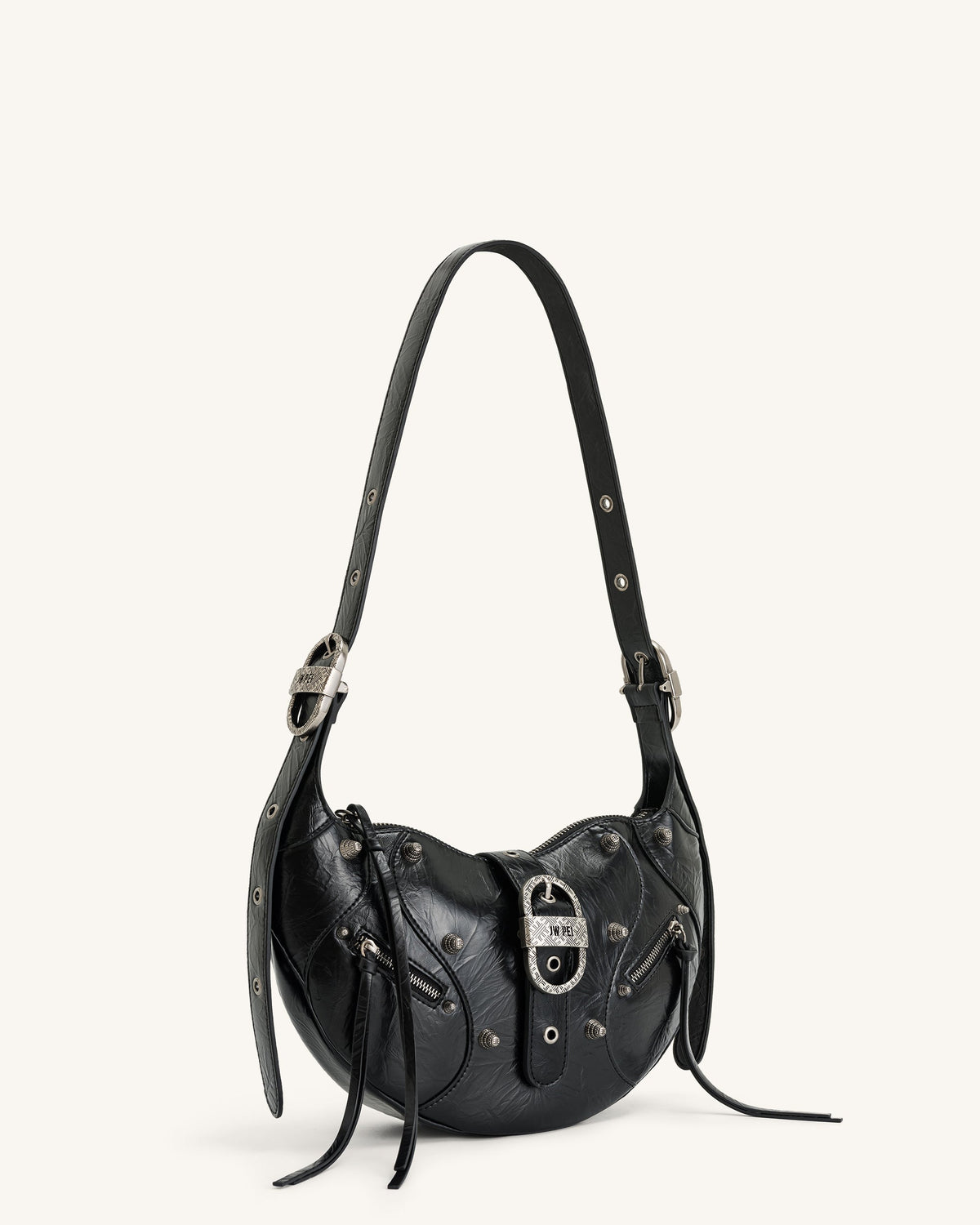 Tessa Crushed Shoulder Bag - Black mysite