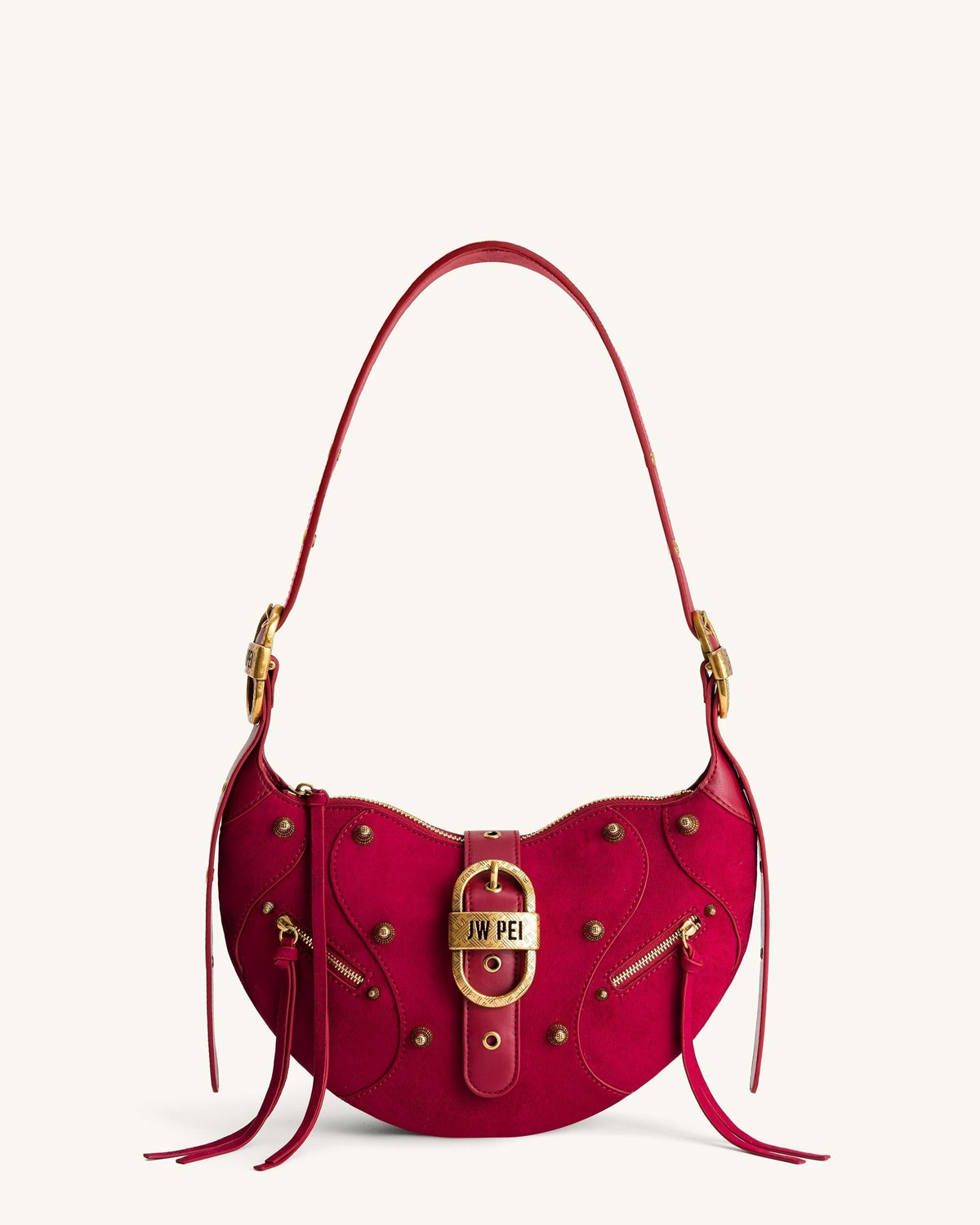 Tessa Suede Shoulder Bag - Deep Magenta mysite
