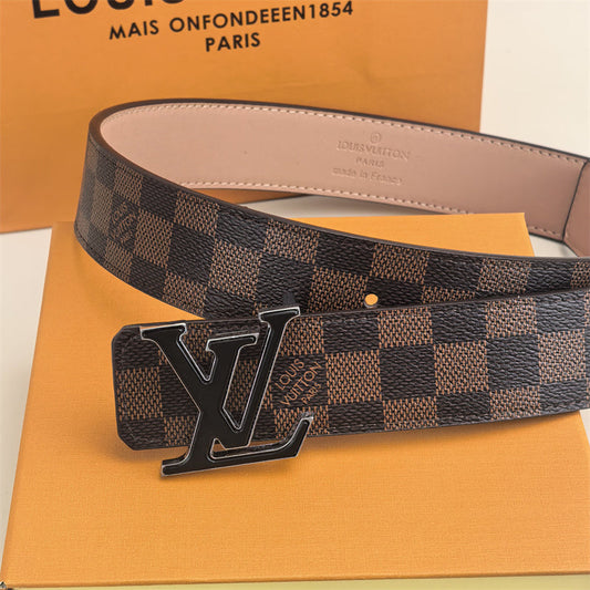 2 Color Buckle Love Belt (Brown Latticed) mysite