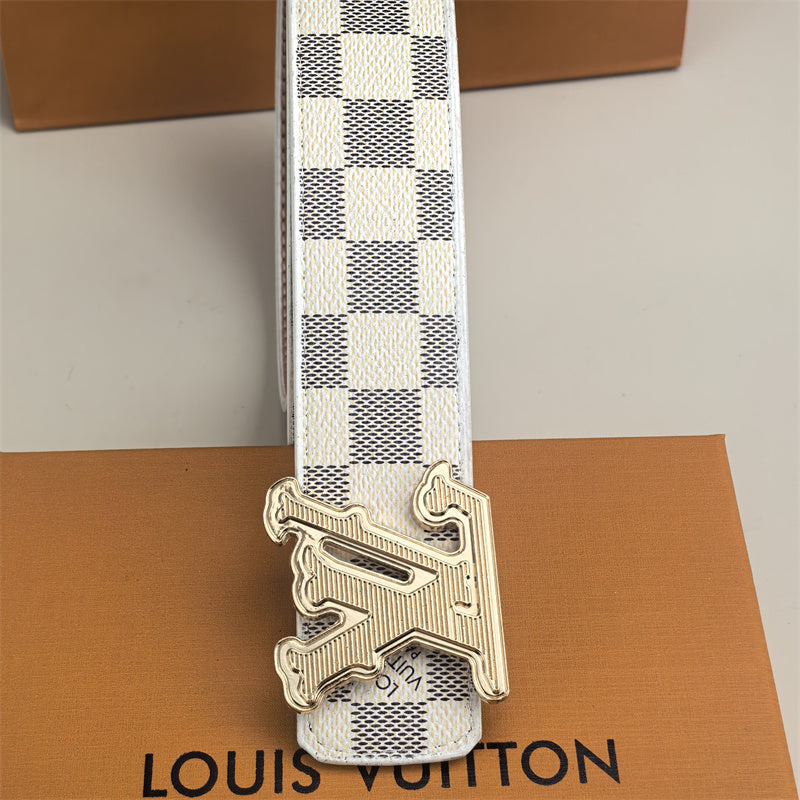 Horizontal Textured Buckle Belt (White Latticed) mysite