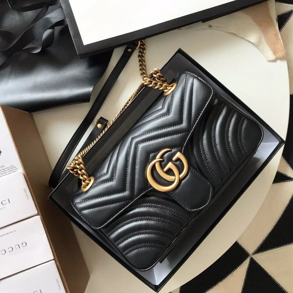 GC Marmont Small Matelassé Bag Black mysite