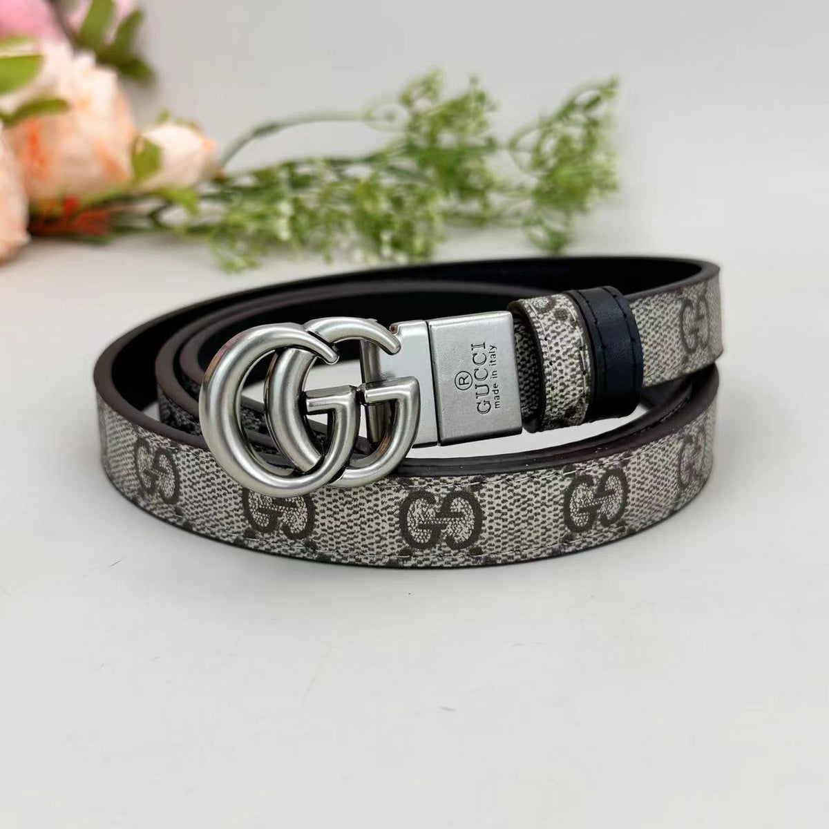 Floral Design Good Belt (Brown) mysite