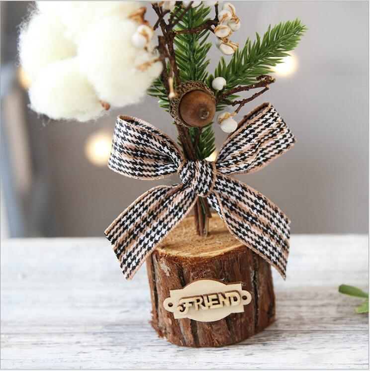 Artificial Christmas Tree Decorations For Home Creative Jute Red Fruit Pine Cone Desk Christmas
