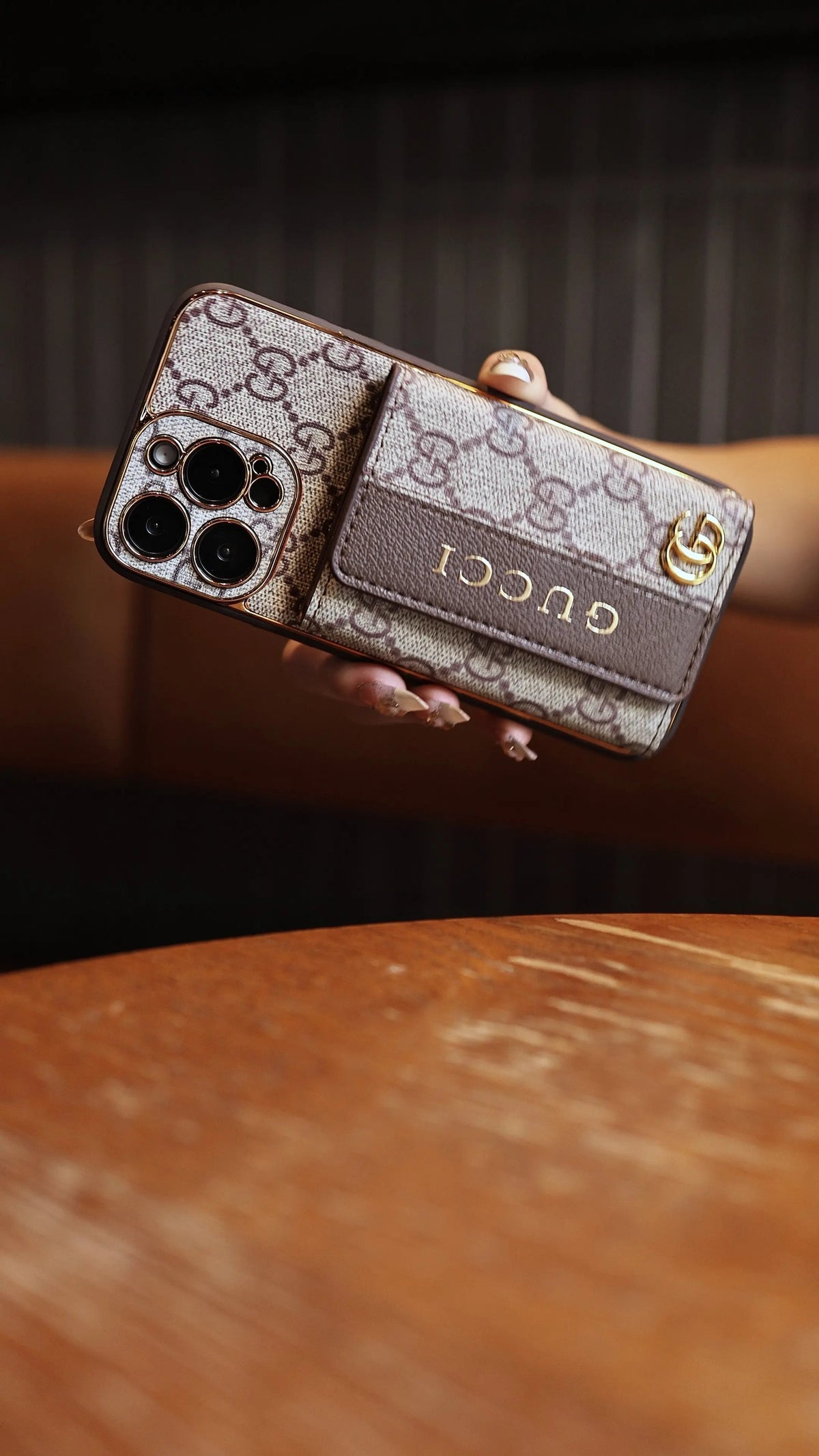 Luxury Advanced Leather iPhone Case with Card Holder & Strap-s2 mysite