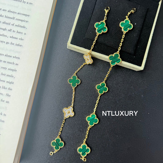 Shell Girl & Shining Leaves Bracelet (Green) mysite