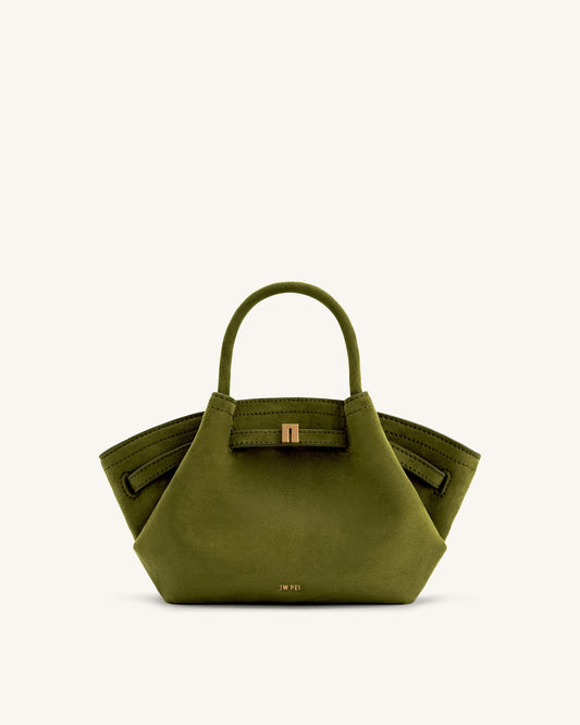 Hana Mini Faux Suede Tote Bag - Dark Olive mysite