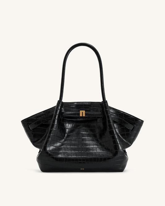 Hana Medium Tote Bag - Black Croc mysite