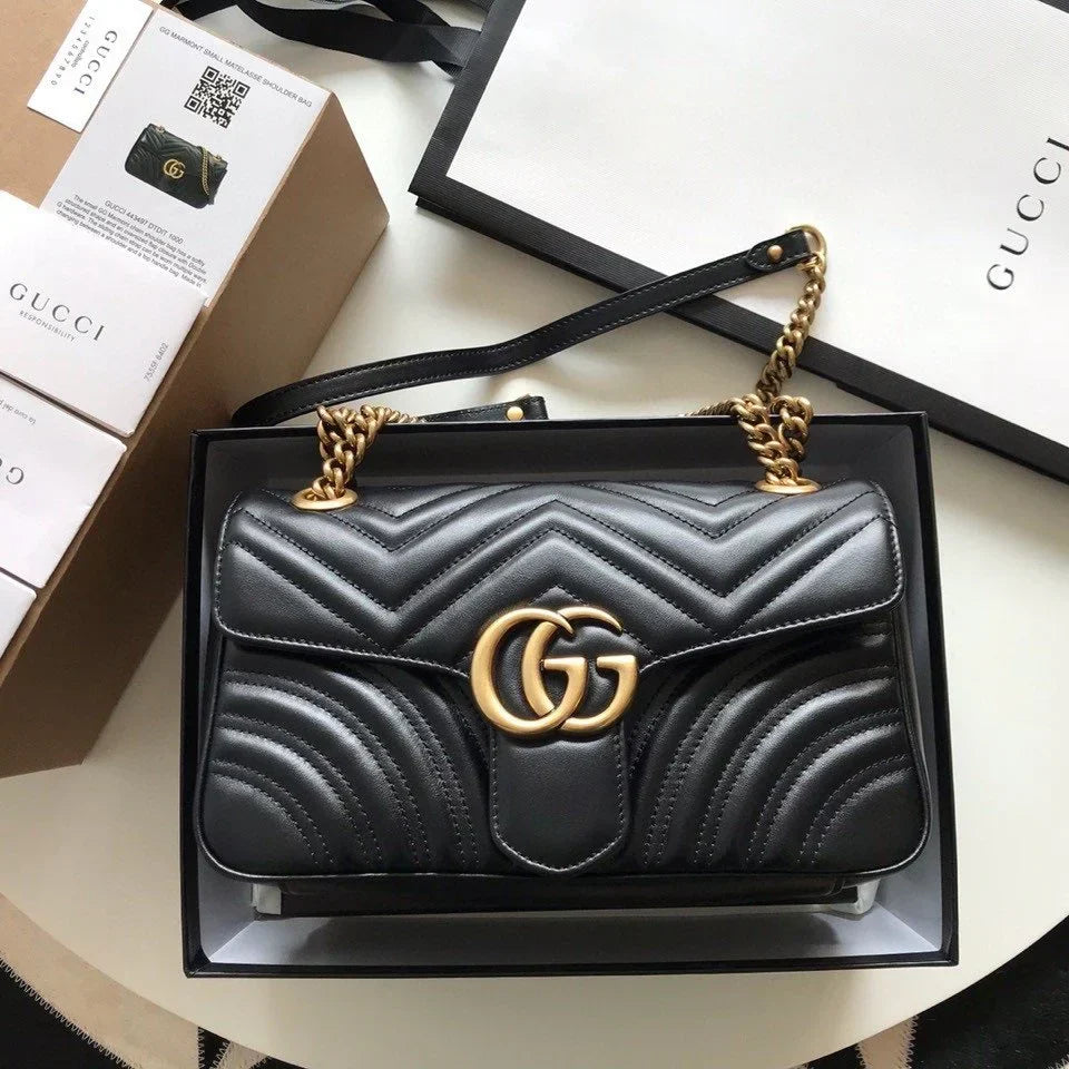 GC Marmont Small Matelassé Bag Black mysite