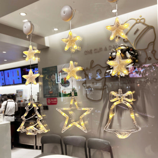 Christmas 3pcs LED Light Star Xmas Tree Hanging Window Ornaments Decoration For Home Xmas Navidad Christmas Decorations