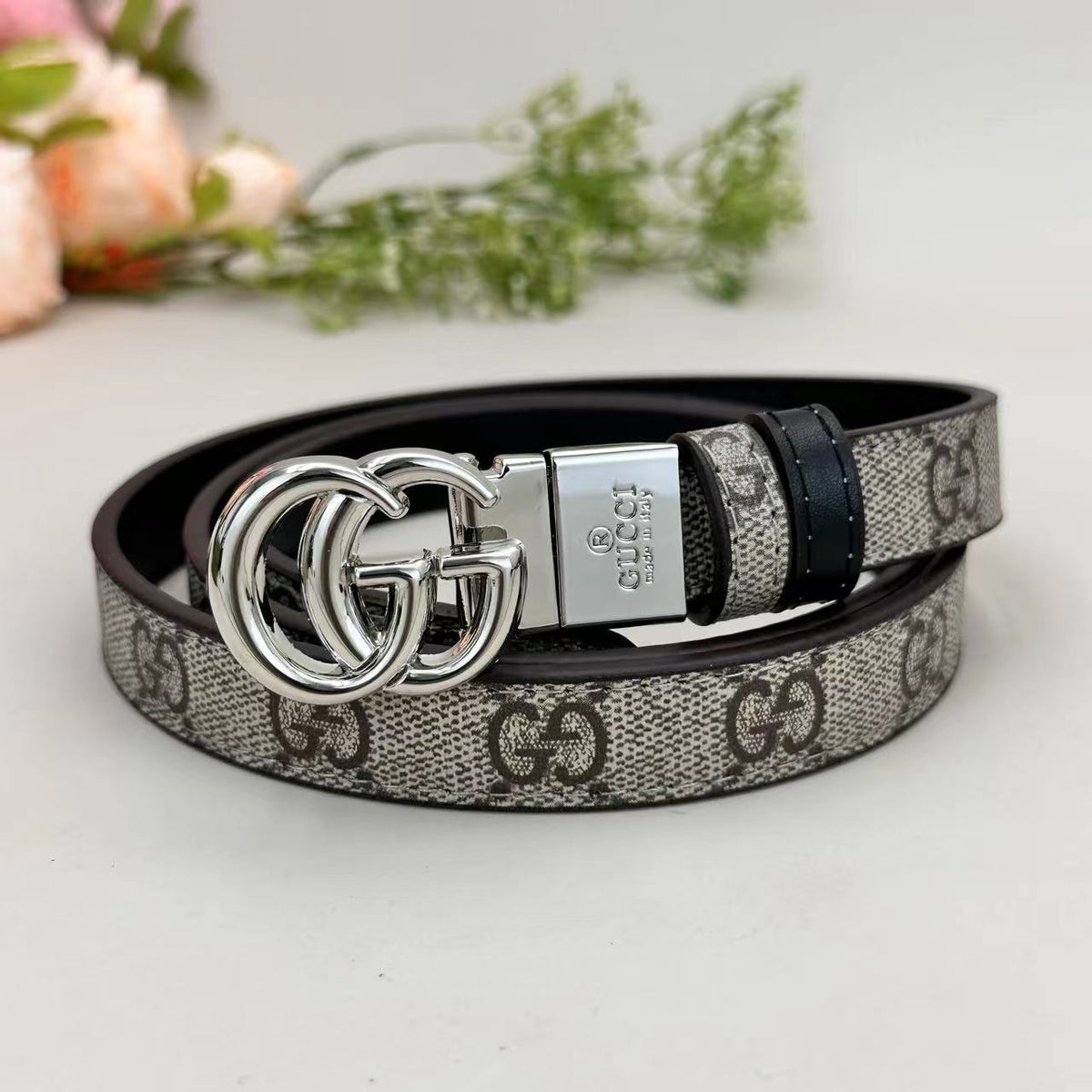 Floral Design Good Belt (Brown) mysite