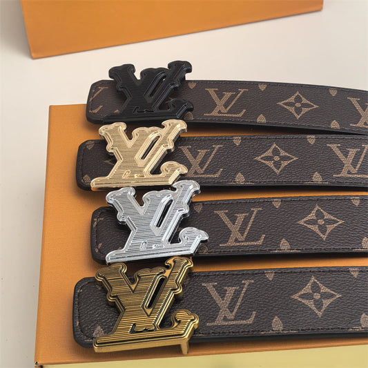Horizontal Textured Buckle Belt (Brown Pattern) mysite