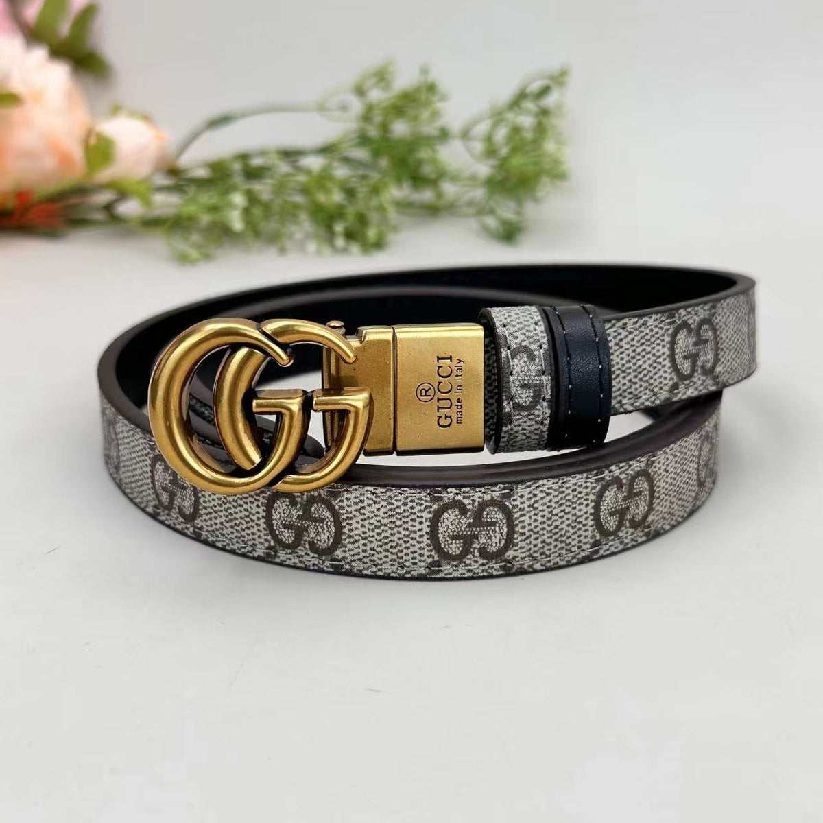Floral Design Good Belt (Brown) mysite