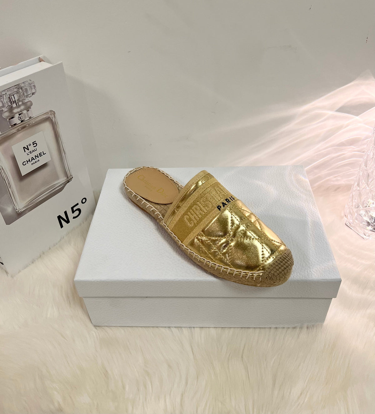 GRANVILLE ESPADRILLE MULE GOLD QUILTED CANNAGE CALFSKIN mysite