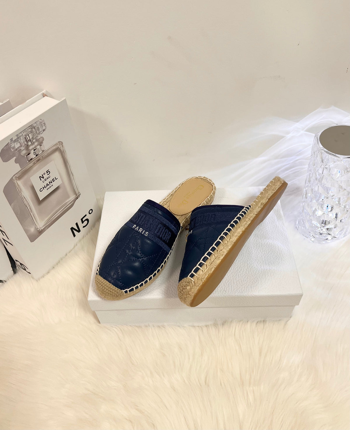 GRANVILLE ESPADRILLE MULE NAVY BLUE QUILTED CANNAGE CALFSKIN mysite