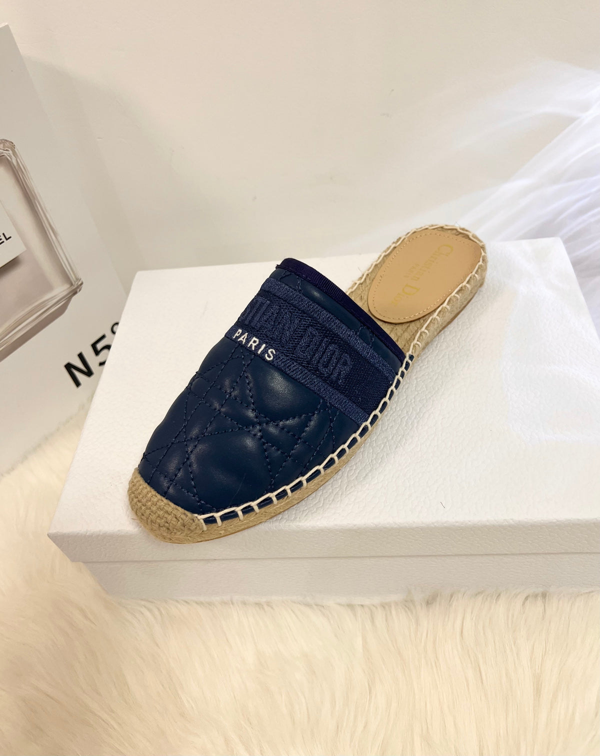 GRANVILLE ESPADRILLE MULE NAVY BLUE QUILTED CANNAGE CALFSKIN mysite