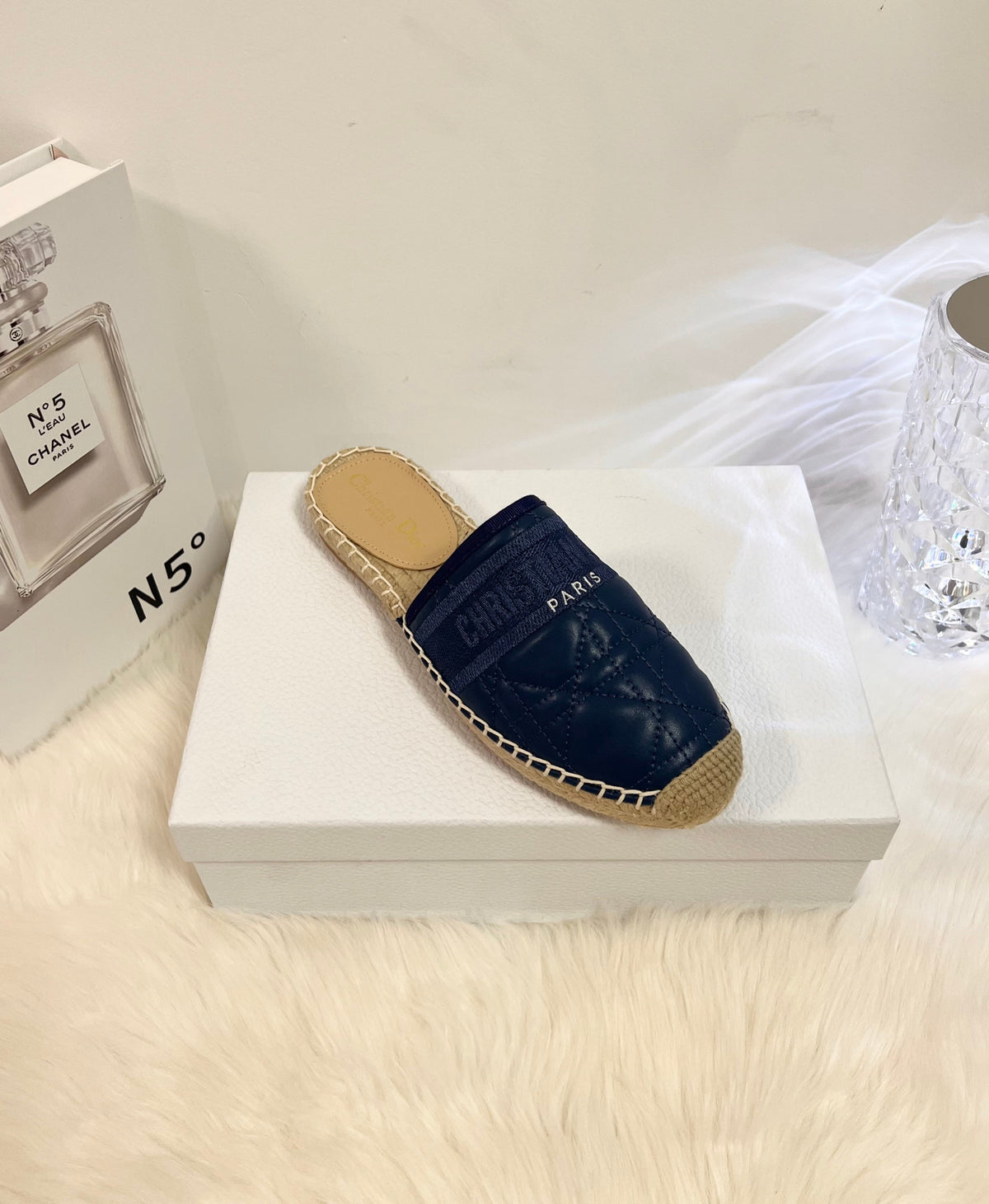 GRANVILLE ESPADRILLE MULE NAVY BLUE QUILTED CANNAGE CALFSKIN mysite