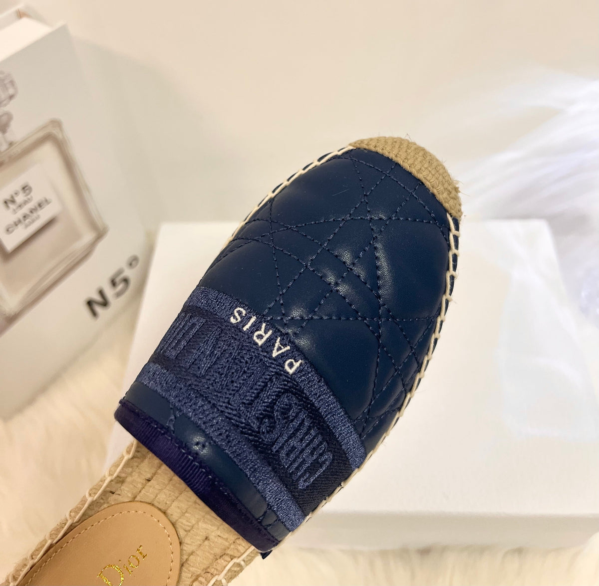 GRANVILLE ESPADRILLE MULE NAVY BLUE QUILTED CANNAGE CALFSKIN mysite
