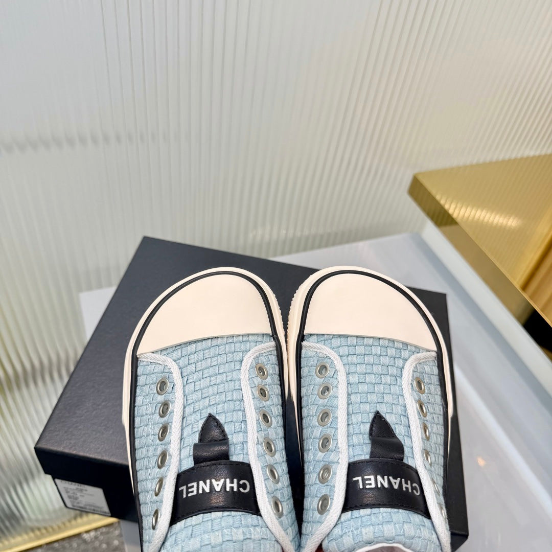 26S MULE SNEAKERS IN LIGHT BLUE WOVEN FABRIC mysite