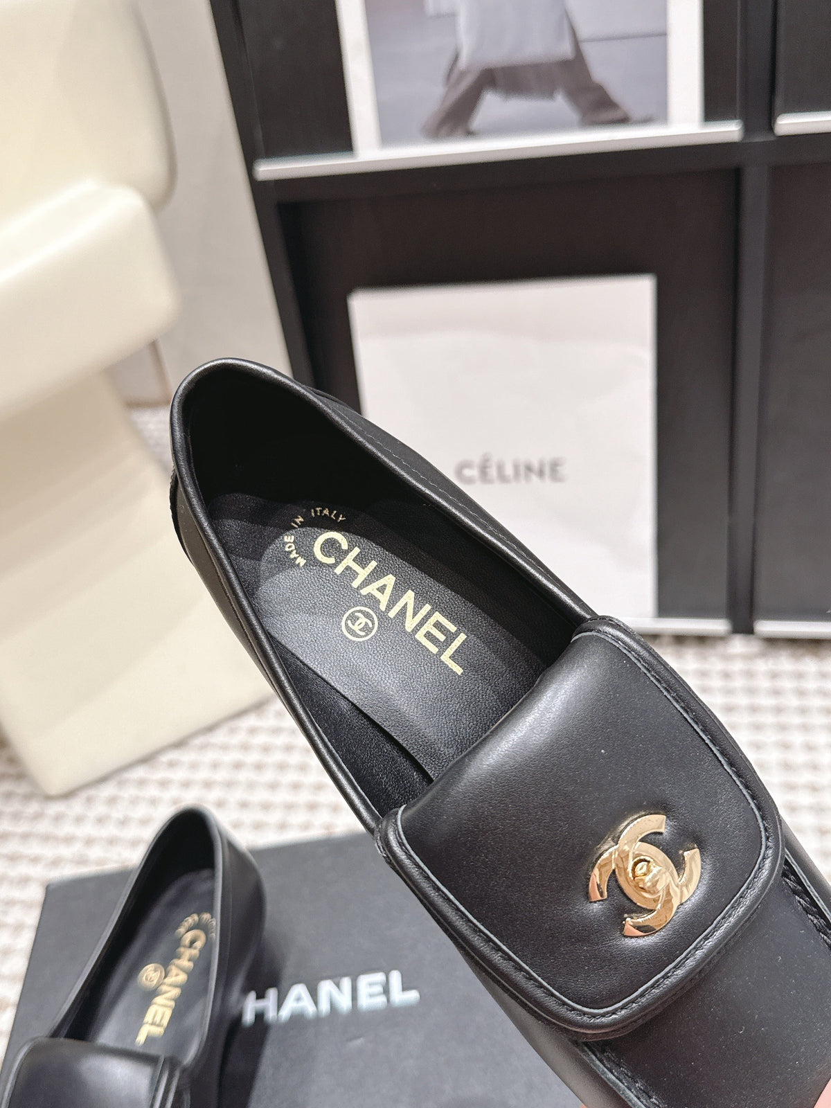 26S LOAFERS IN BLACK CALFSKIN WITH GOLD-TONE CC LOGO mysite