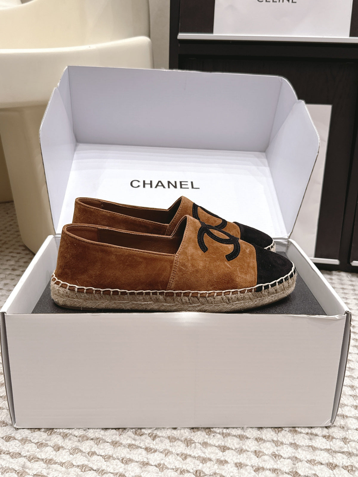 26S ESPADRILLE SLIP-ONS IN BROWN MIX BLACK SUEDE mysite