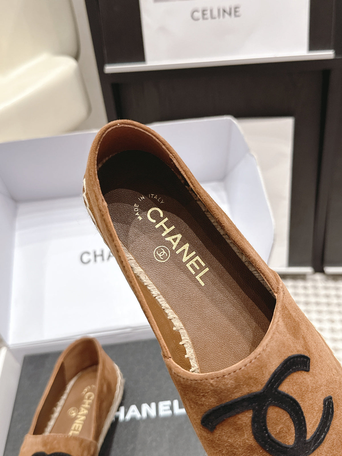 26S ESPADRILLE SLIP-ONS IN BROWN MIX BLACK SUEDE mysite