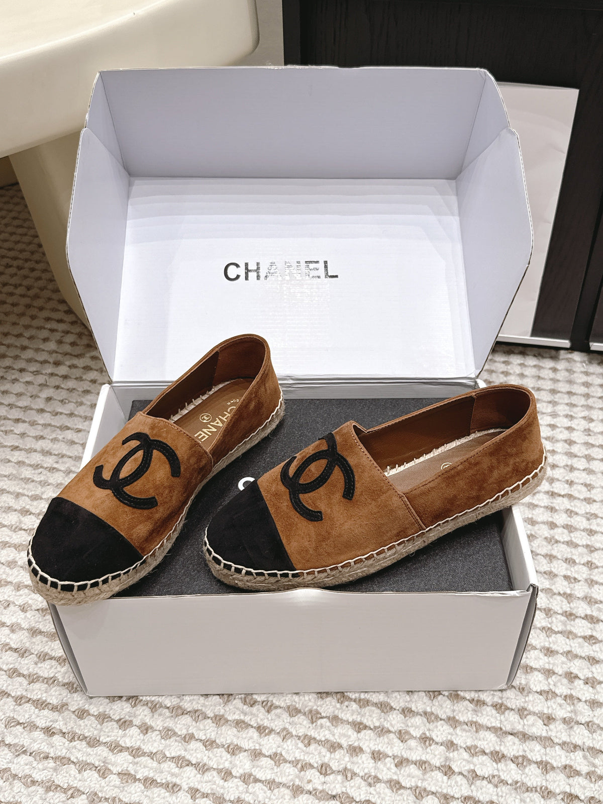 26S ESPADRILLE SLIP-ONS IN BROWN MIX BLACK SUEDE mysite