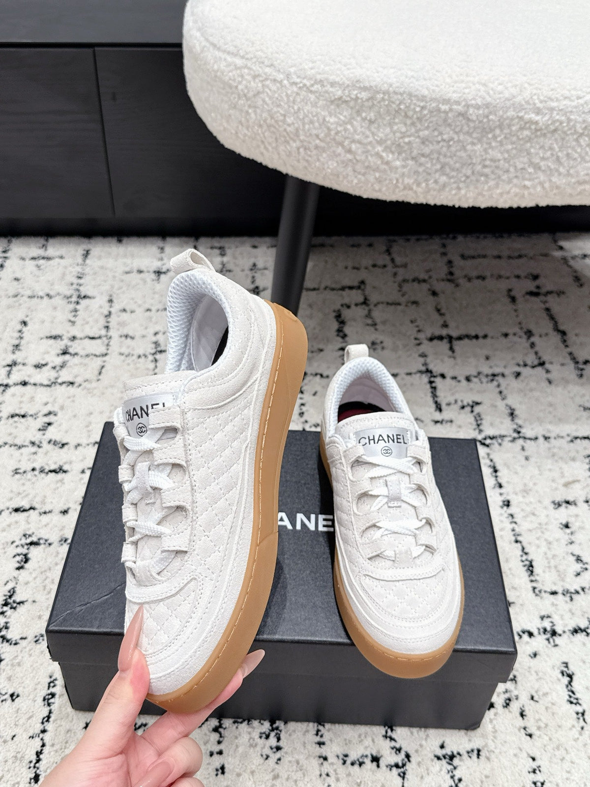 CHANEL 26S QUILTED SNEAKERS IN WHITE SUEDE mysite