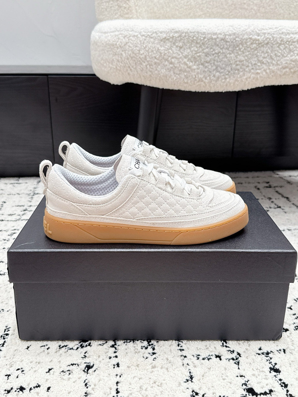 CHANEL 26S QUILTED SNEAKERS IN WHITE SUEDE mysite