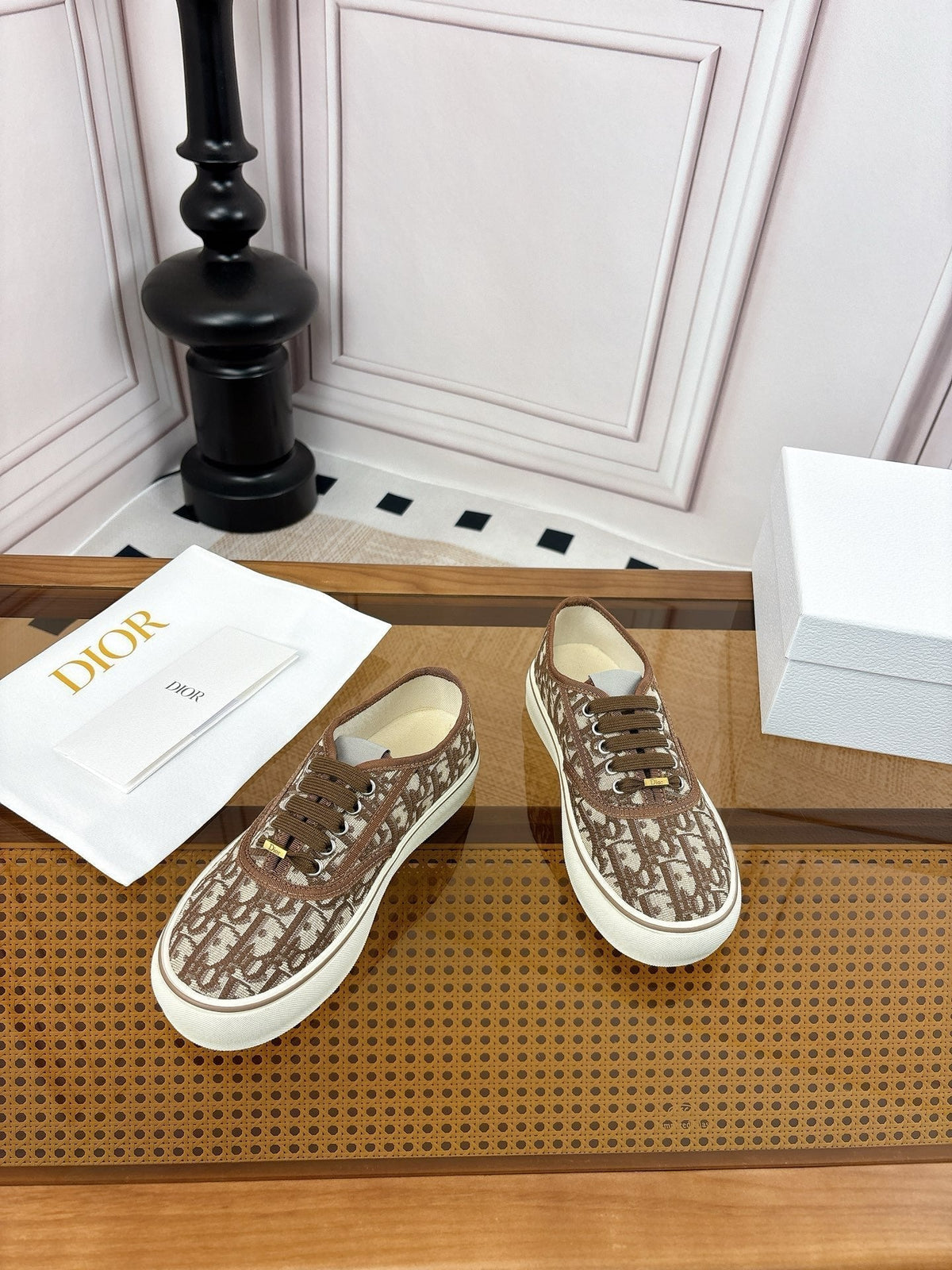26S LOW TOP SNEAKERS IN BROWN OBLIQUE CANVAS WITH RUBBER SOLE mysite