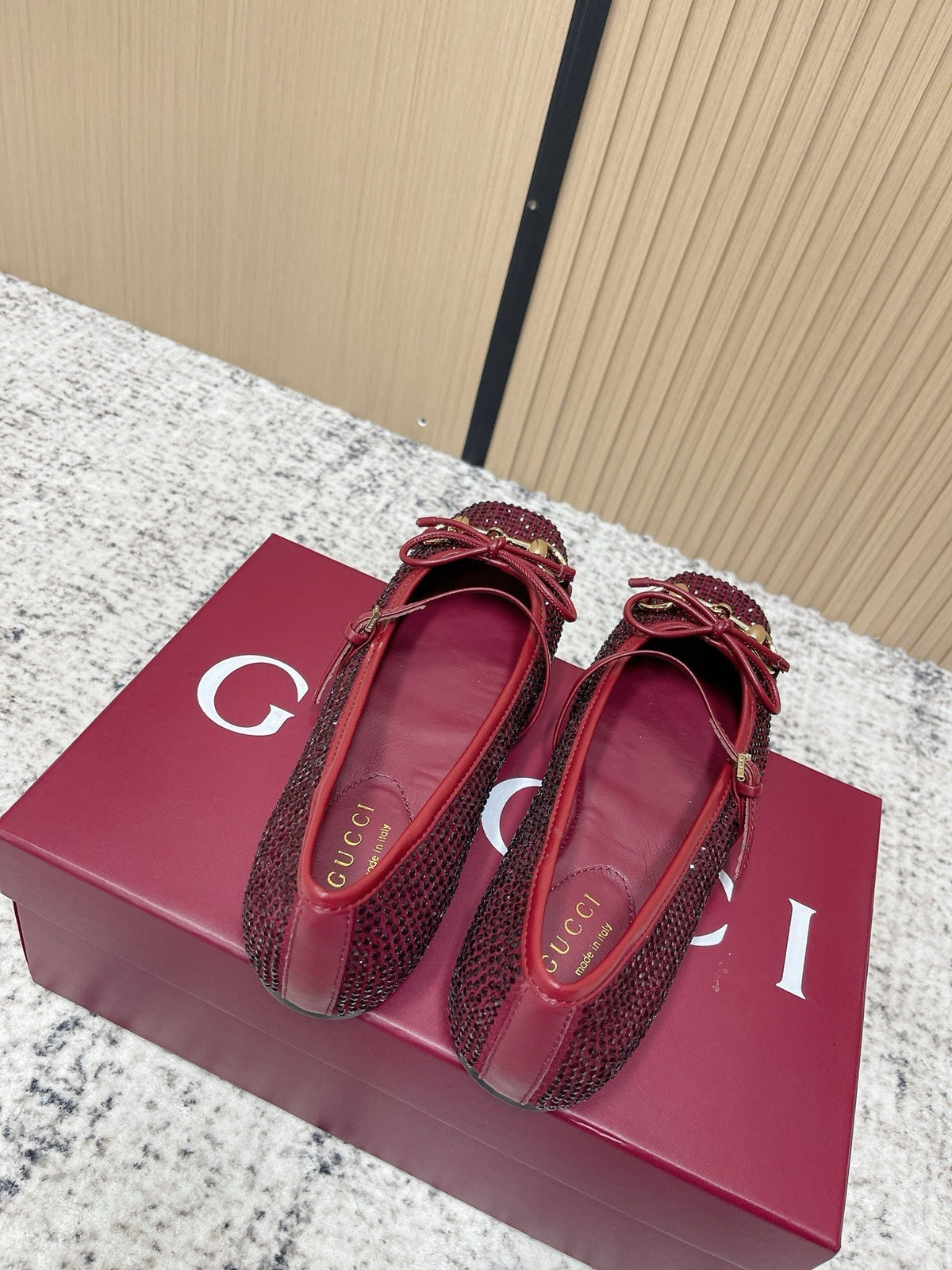 GUCCI 26S BALLET FLATS IN RED WITH CRYSTALS mysite