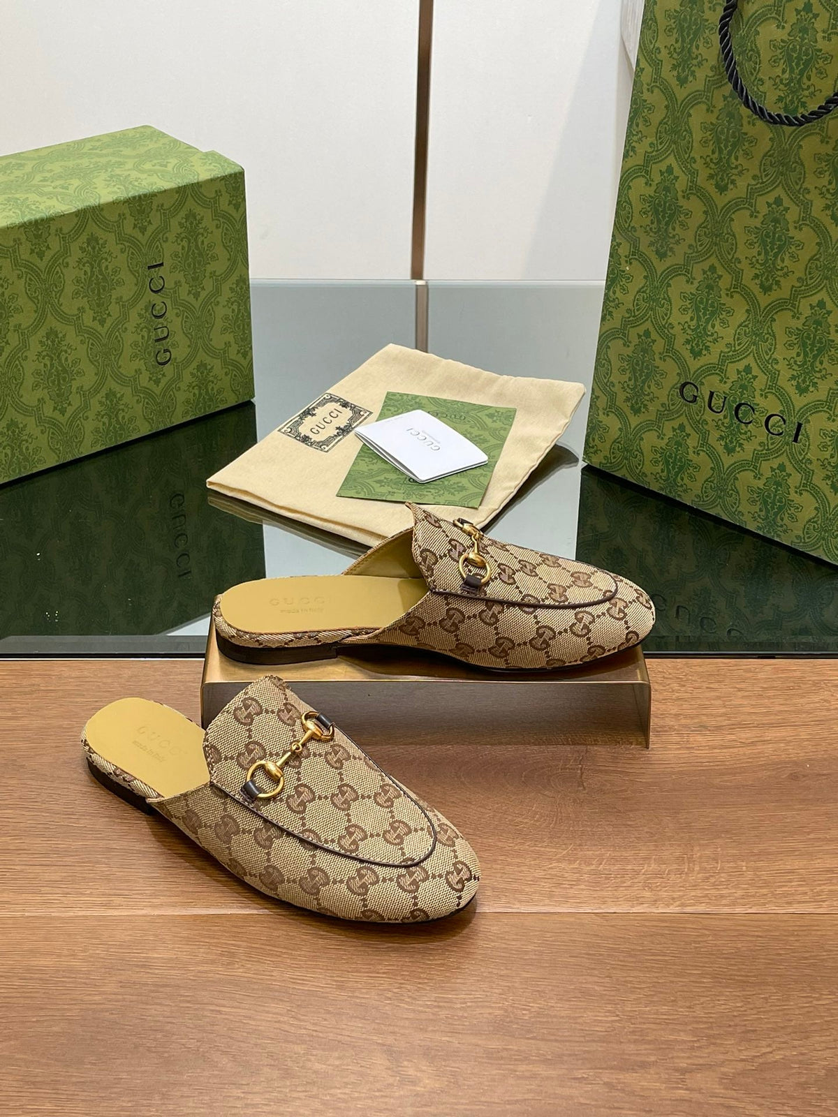 GG PRINCETOWN MULES LIGHT BROWN FABRIC mysite