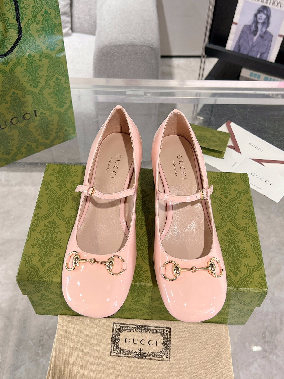 HORSEBIT MARY JANE HEEL IN LIGHT PINK CALFSKIN GOLD HARDWARE mysite