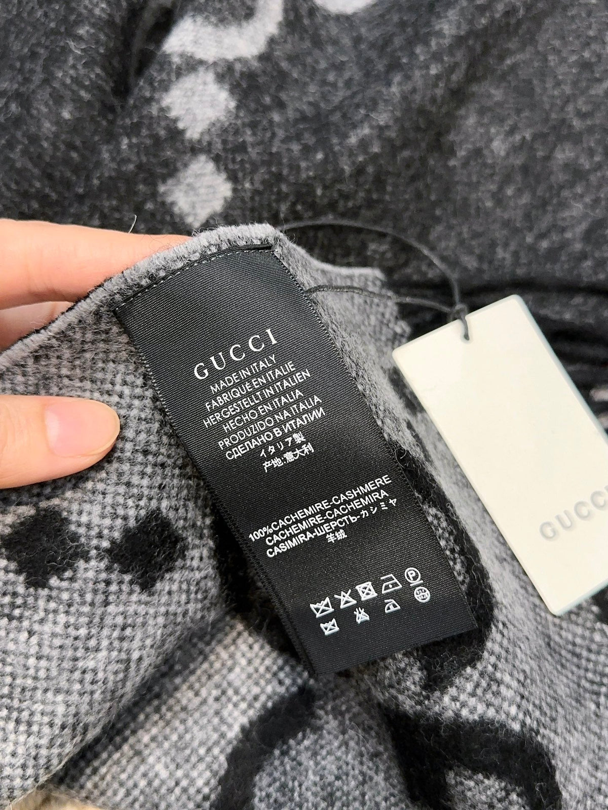 SCARF 200 CM IN BLACK MIX LIGHT GRAY CASHMERE 396377 mysite