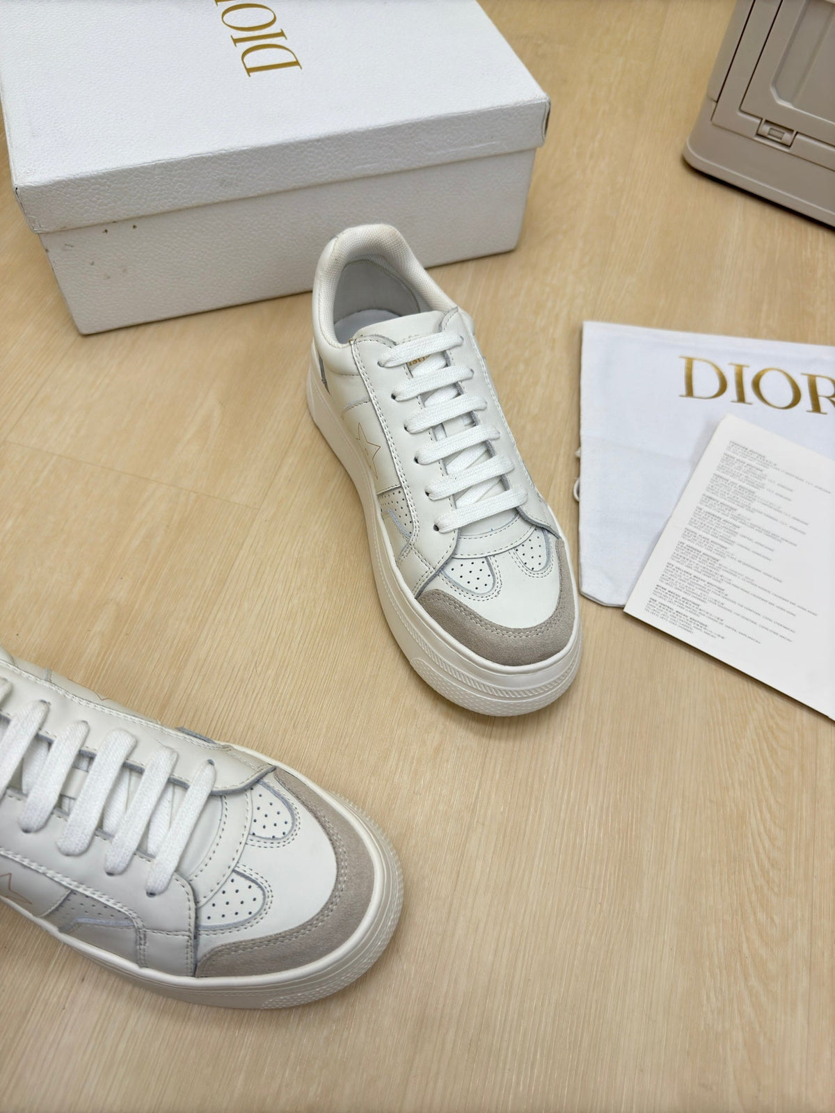 STAR PLATFORM SNEAKER IN WHITE CALFSKIN AND SUEDE mysite