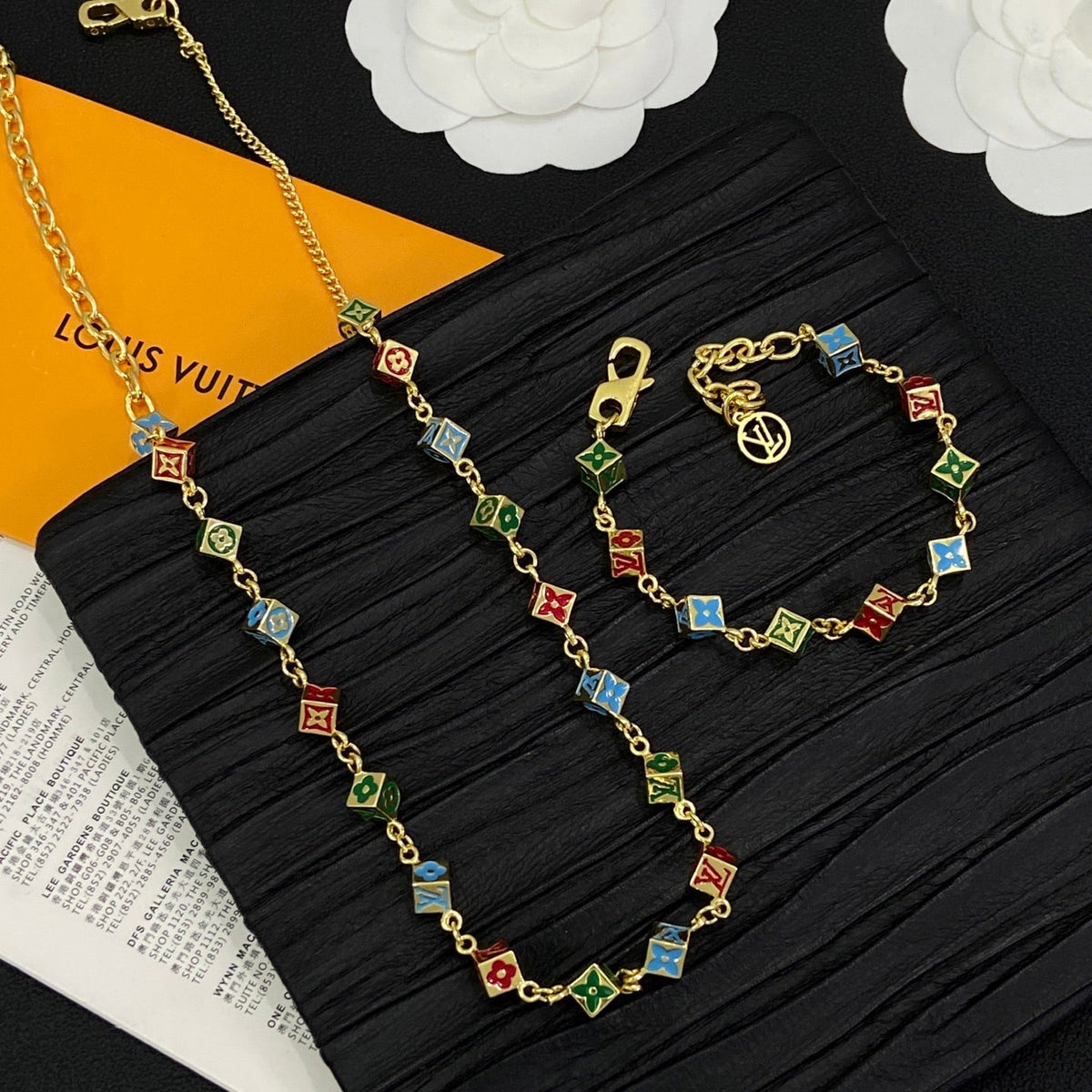 Colorful Love Girl Design 2 Set ( Bracelet +Necklace) - Gold mysite