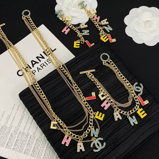 Colorful CC Girl Design 3 Set (Earrings+Bracelet +Necklace) mysite
