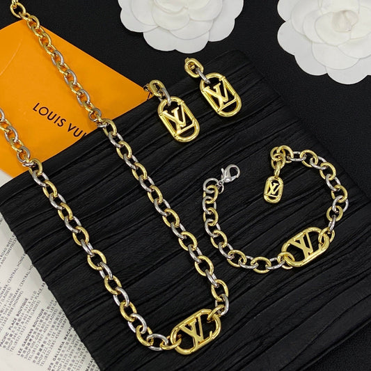 Cool Girl Love Chain 3 Set (Earrings+Bracelet +Necklace) mysite