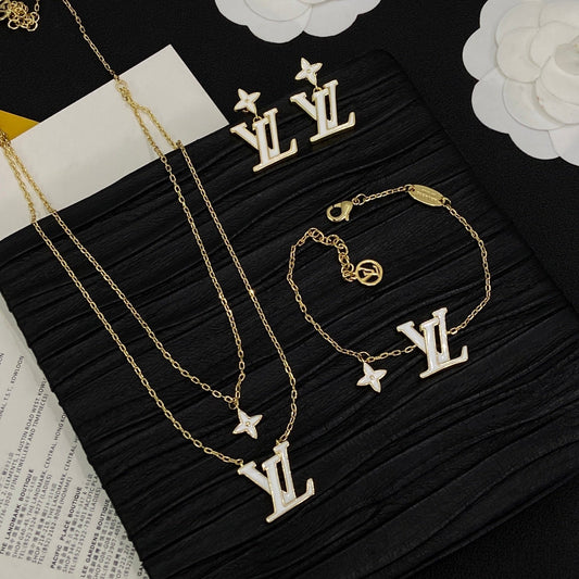 Love Colorful Design 3 Set (Earrings+Bracelet +Necklace) - White mysite