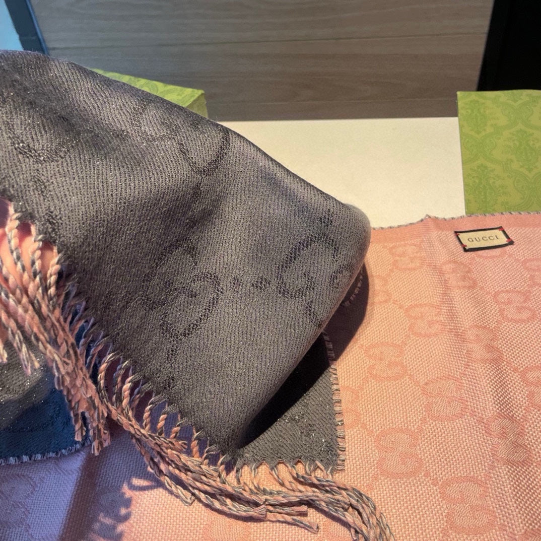 SCARF IN MOUSE GRAY AND LIGHT PINK WOOL 405143 mysite