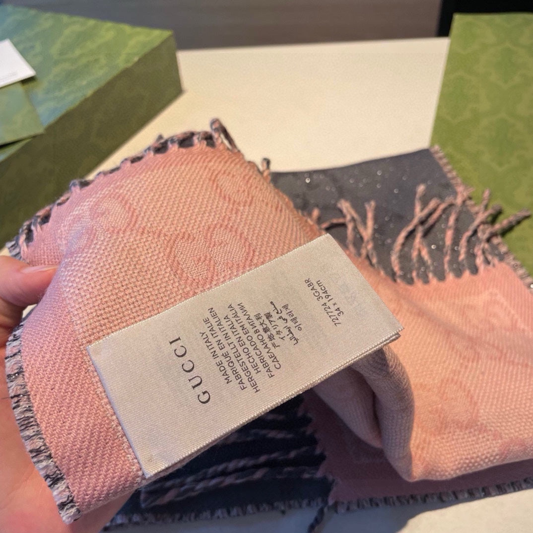 SCARF IN MOUSE GRAY AND LIGHT PINK WOOL 405143 mysite